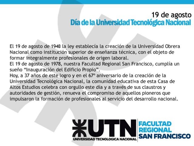 67º Aniversario de la creación de la Universidad Obrera Nacional