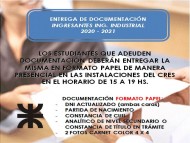 ATENCIÓN INGRESANTES DE INDUSTRIAL 2020-2021 