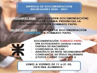 ENTREGA DE DOCUMENTACIÓN INGRESANTES 2020 - 2021 UTN 