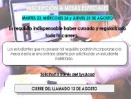 Inscripciones abiertas Mesas Especiales (Agosto)